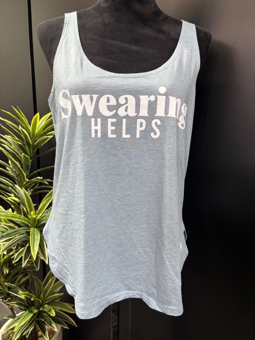 Grunt Style Swearing Helps screen print, sleeveless Tank Top, extended hem